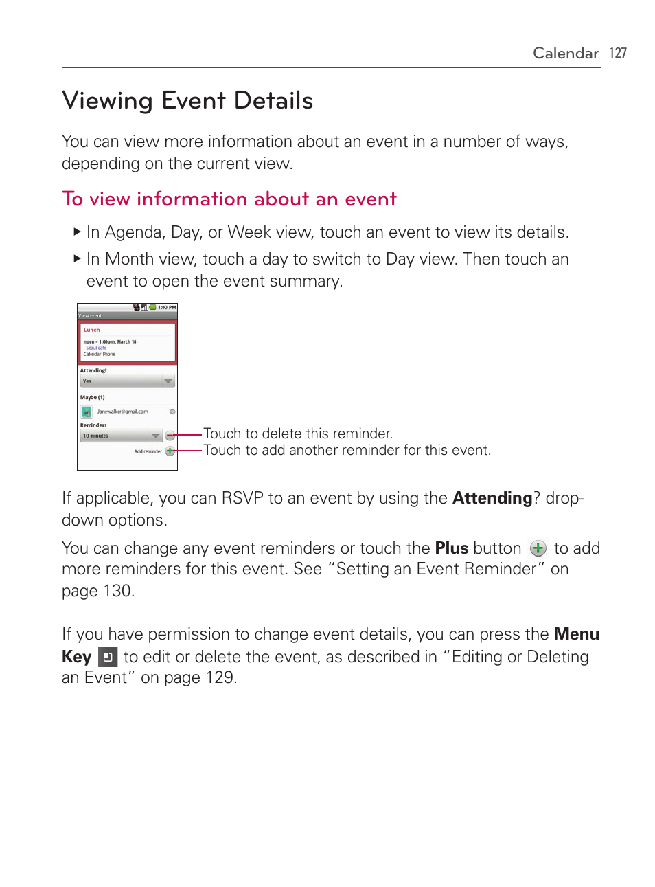 Viewing event details | LG AS740 User Manual | Page 128 / 308