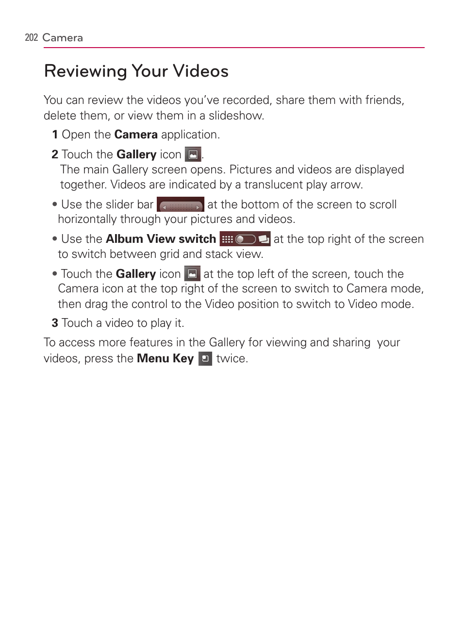 Reviewing your videos | LG AS740 User Manual | Page 203 / 308