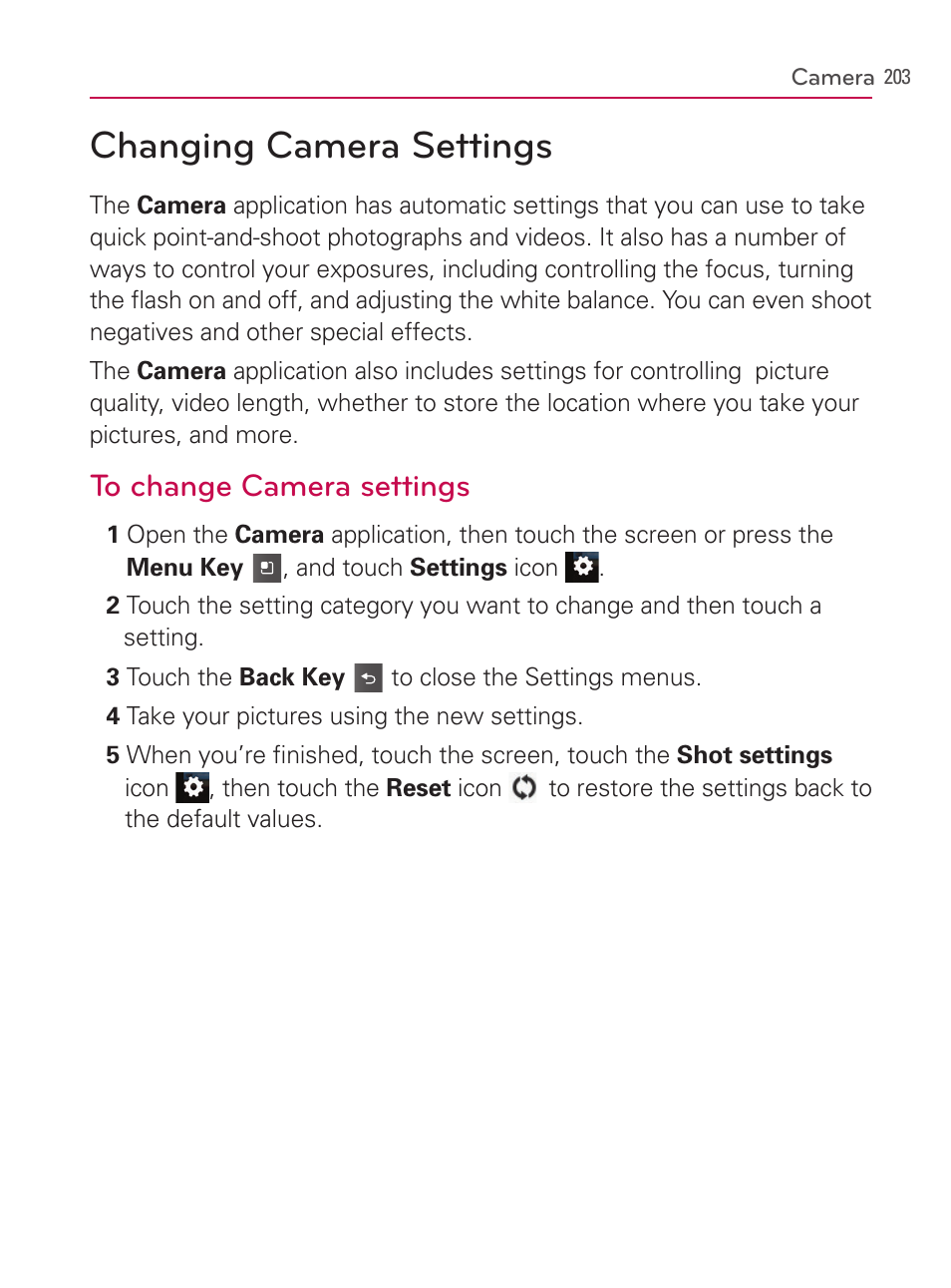 Changing camera settings | LG AS740 User Manual | Page 204 / 308