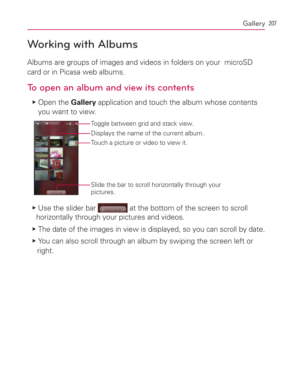 Working with albums | LG AS740 User Manual | Page 208 / 308