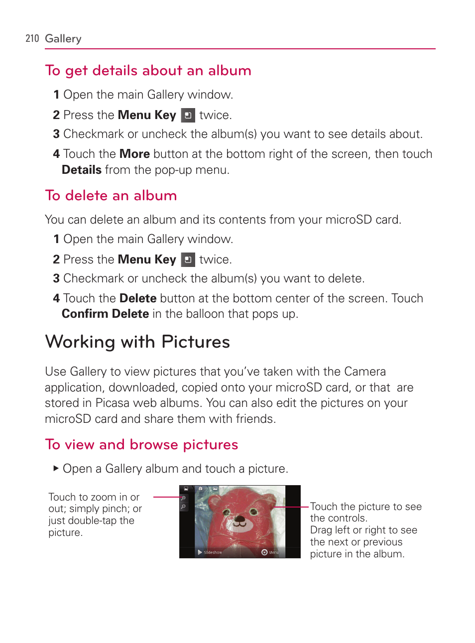 Working with pictures | LG AS740 User Manual | Page 211 / 308