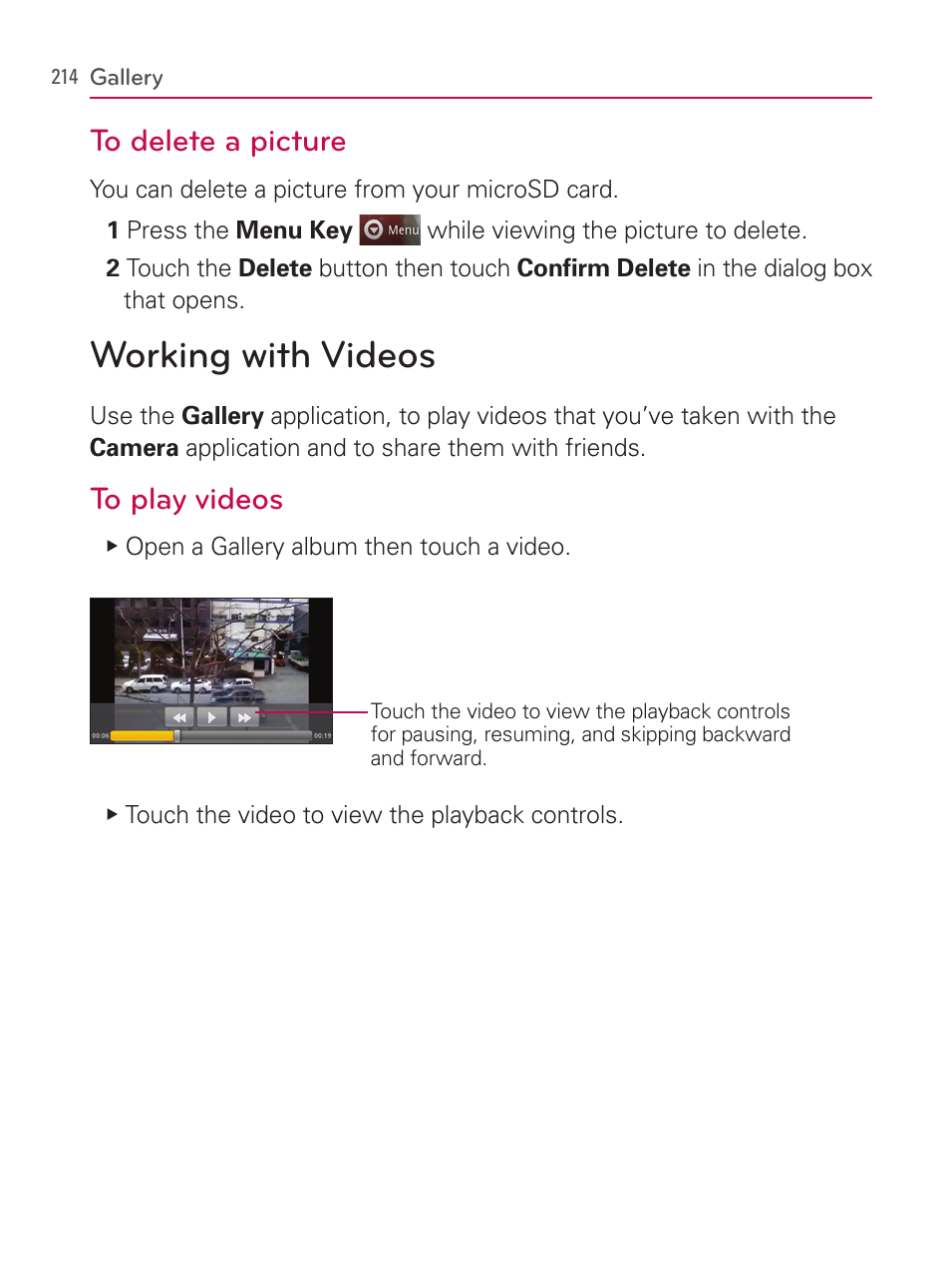 Working with videos | LG AS740 User Manual | Page 215 / 308