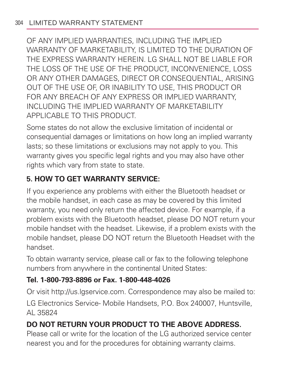 LG AS740 User Manual | Page 305 / 308