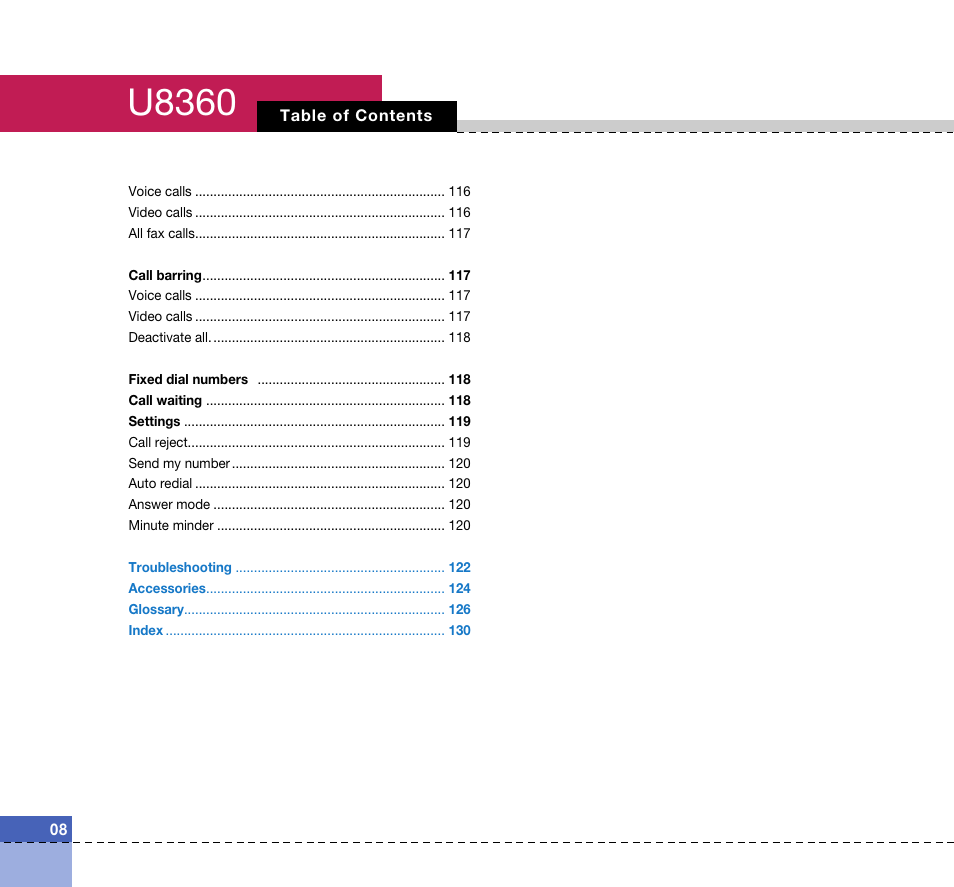U8360 | LG U8360 User Manual | Page 10 / 140