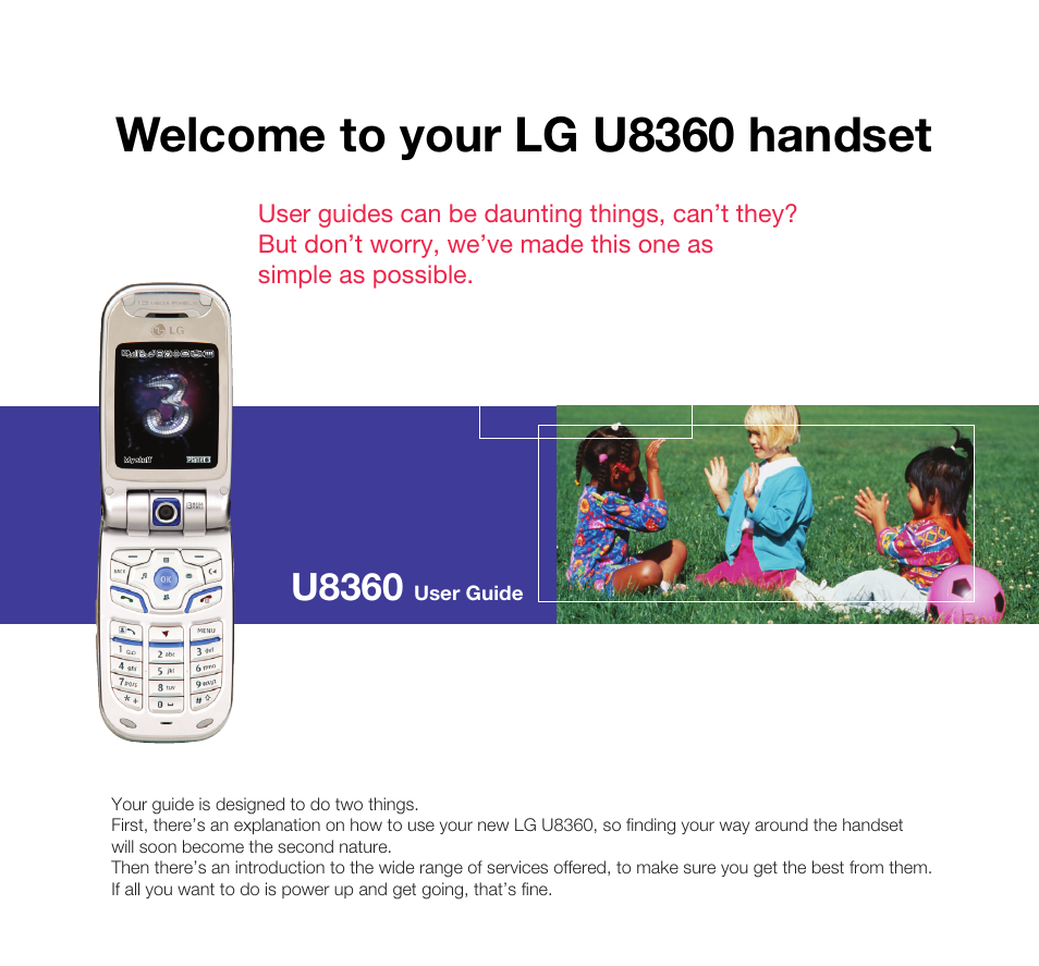 Welcome to your lg u8360 handset, U8360 | LG U8360 User Manual | Page 5 / 140