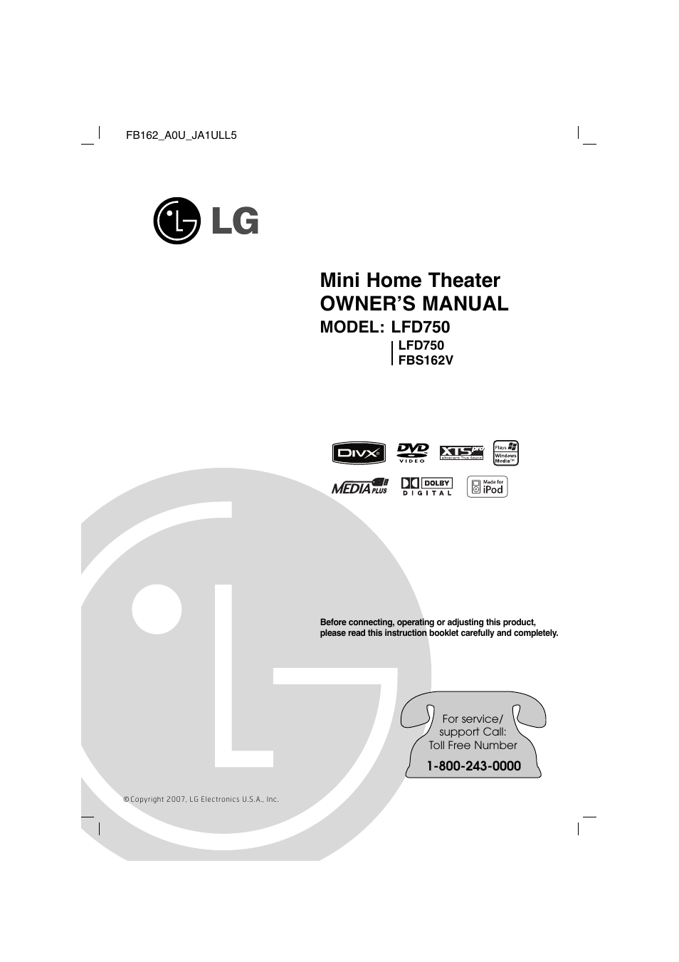 LG LFD750 User Manual | 29 pages