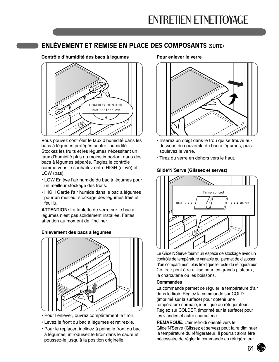 61 enlèvement et remise en place des composants | LG LFC21770 User Manual | Page 61 / 108