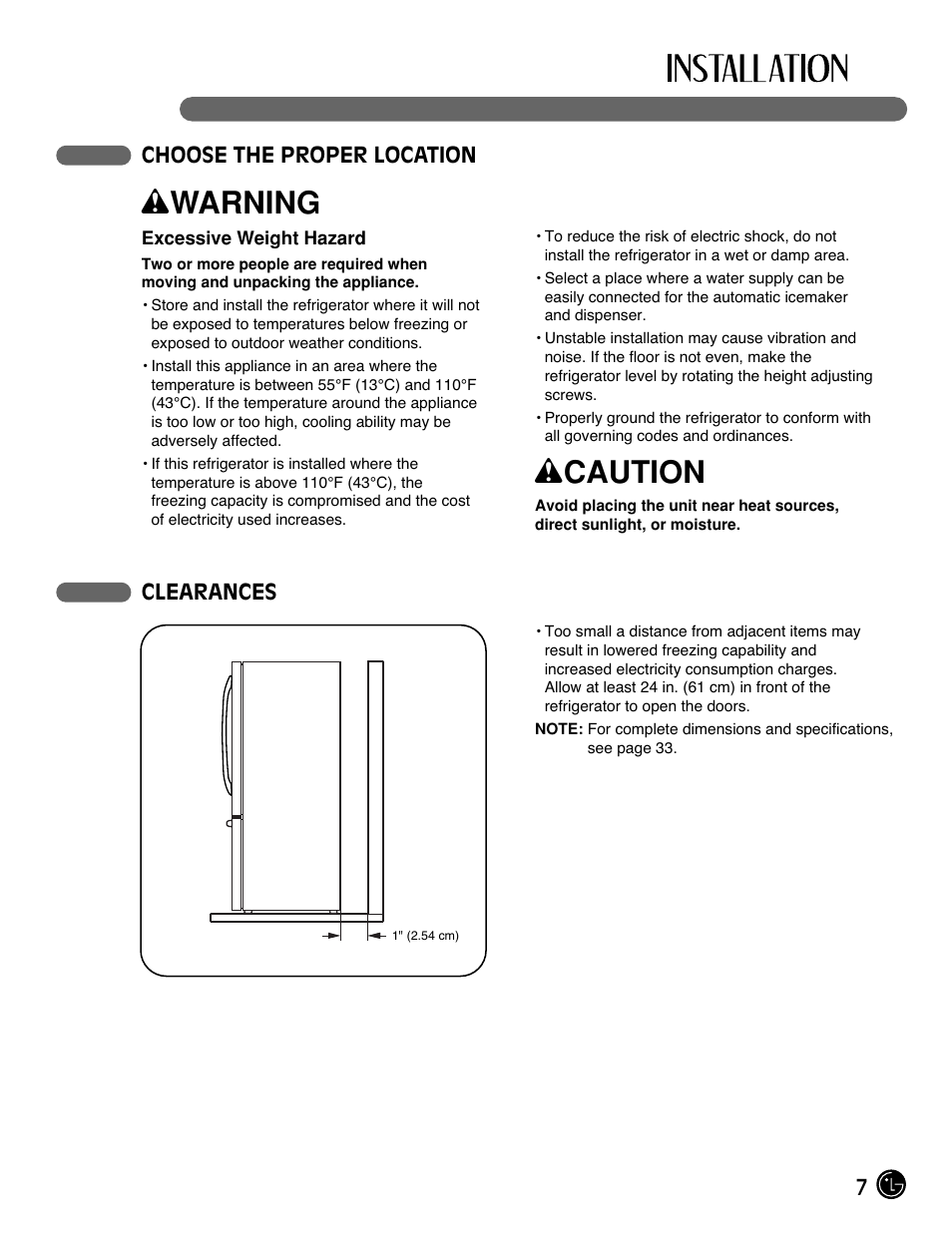 Wwarning, Wcaution | LG LFC21770 User Manual | Page 7 / 108