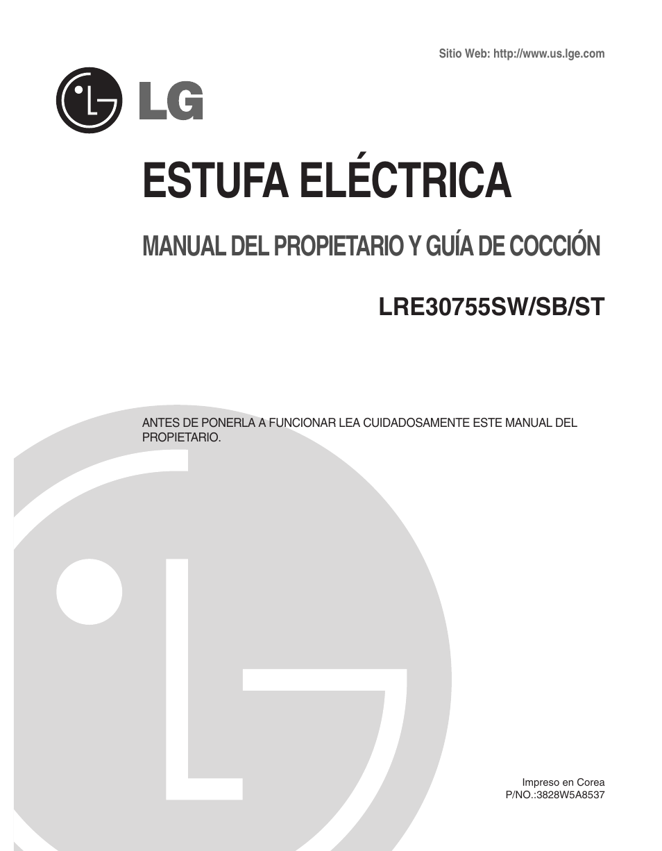Estufa eléctrica, Manual del propietario y guía de cocción | LG LRE30755SW User Manual | Page 37 / 72