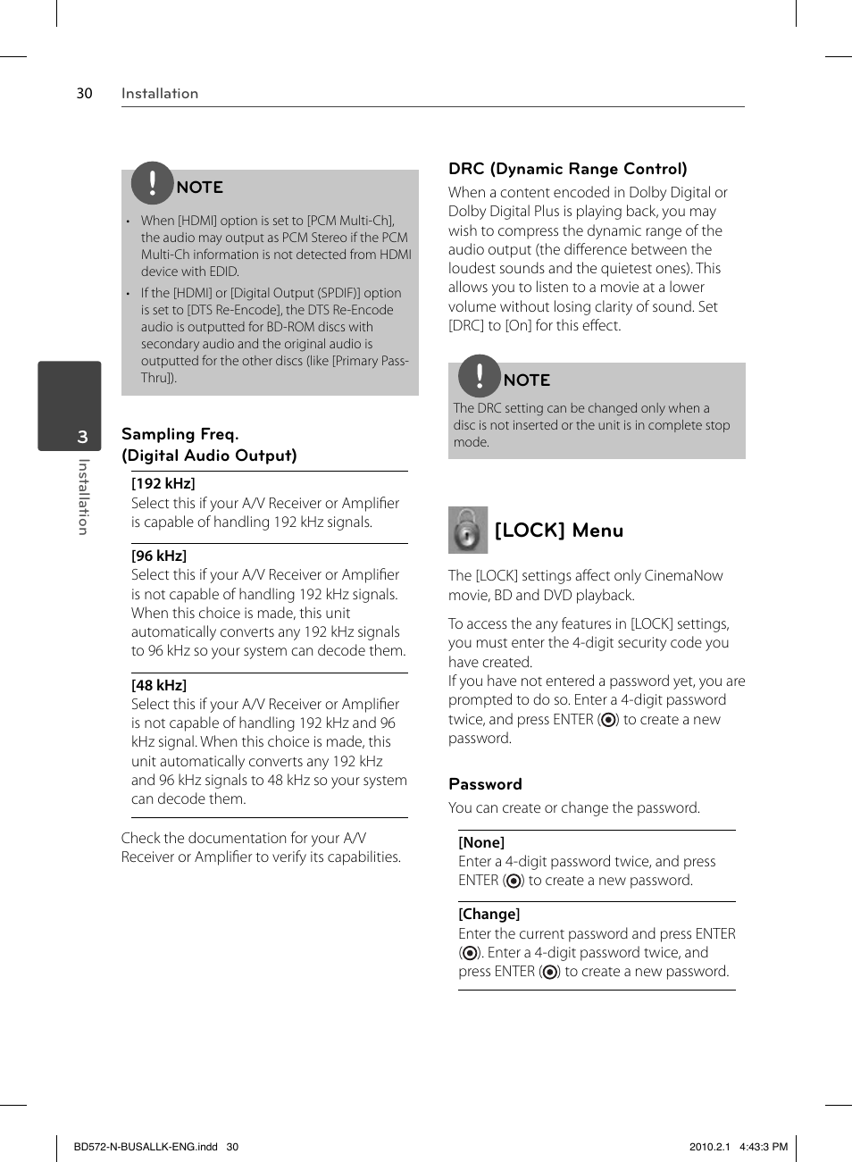 Lock] menu | LG LASER SYSTEM - D??SC BD570 User Manual | Page 30 / 92