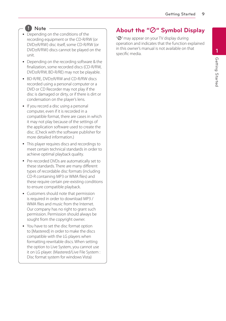 About the “7” symbol display, About the, 7” symbol display | About the “ 7 ” symbol display | LG HB906TA User Manual | Page 9 / 72