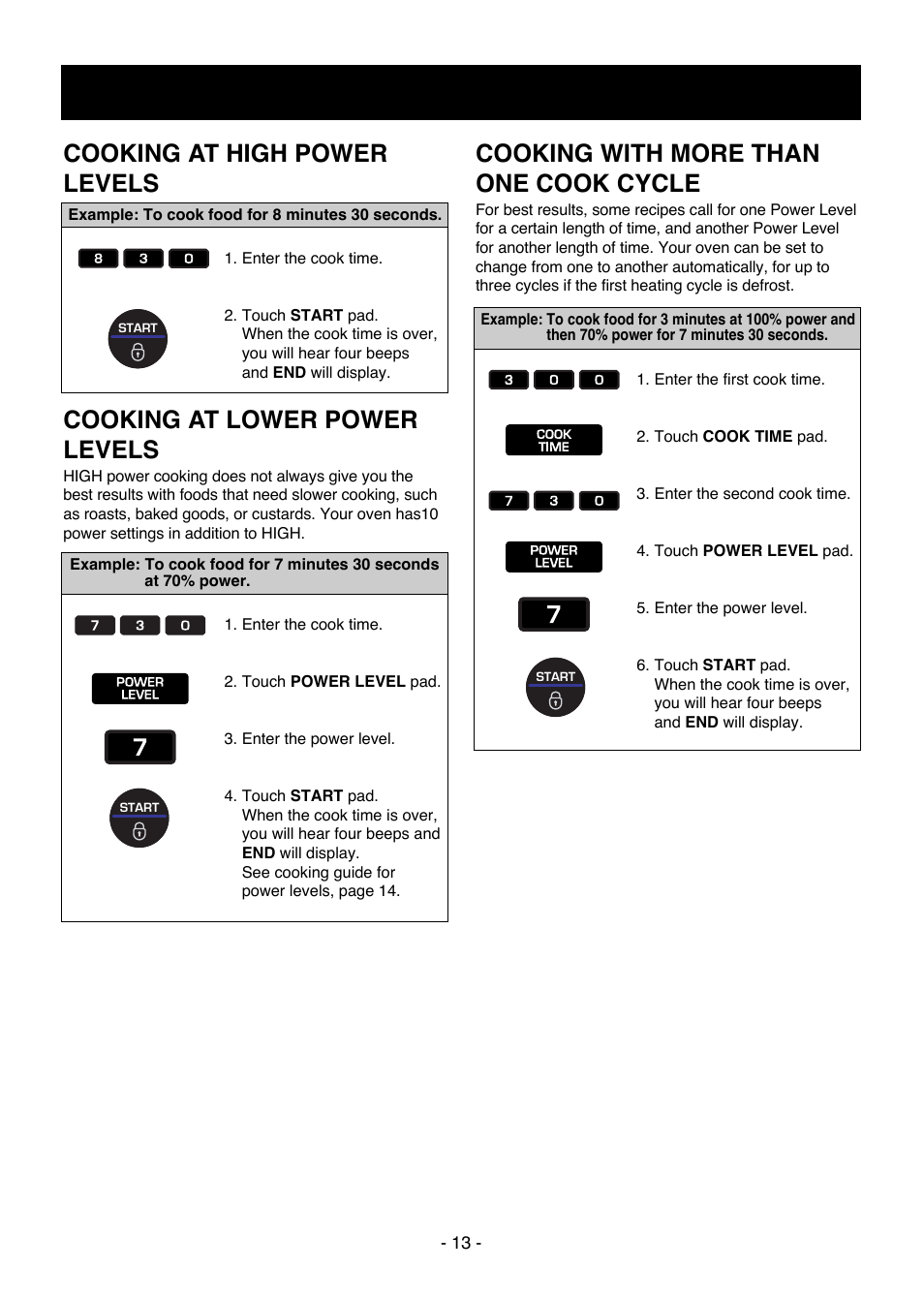 Operation, Cooking with more than one cook cycle | LG LMV1650SW User Manual | Page 13 / 32