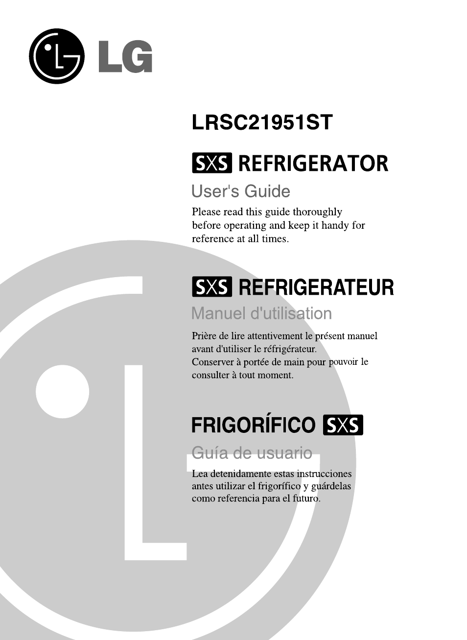 LG LRSC21951ST User Manual | 33 pages