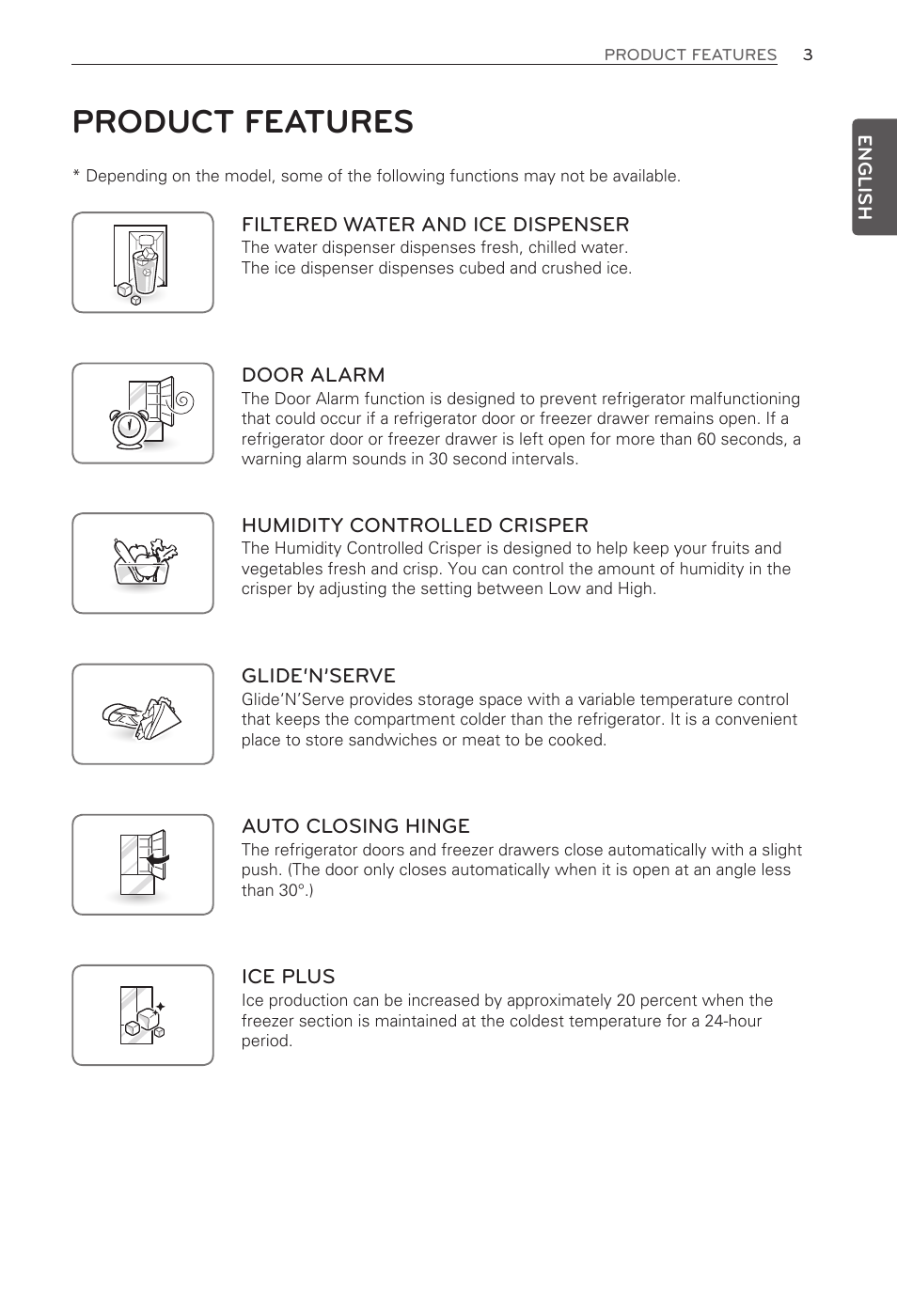 Product features | LG French Door Refrigerator MFL62184416 User Manual | Page 3 / 61