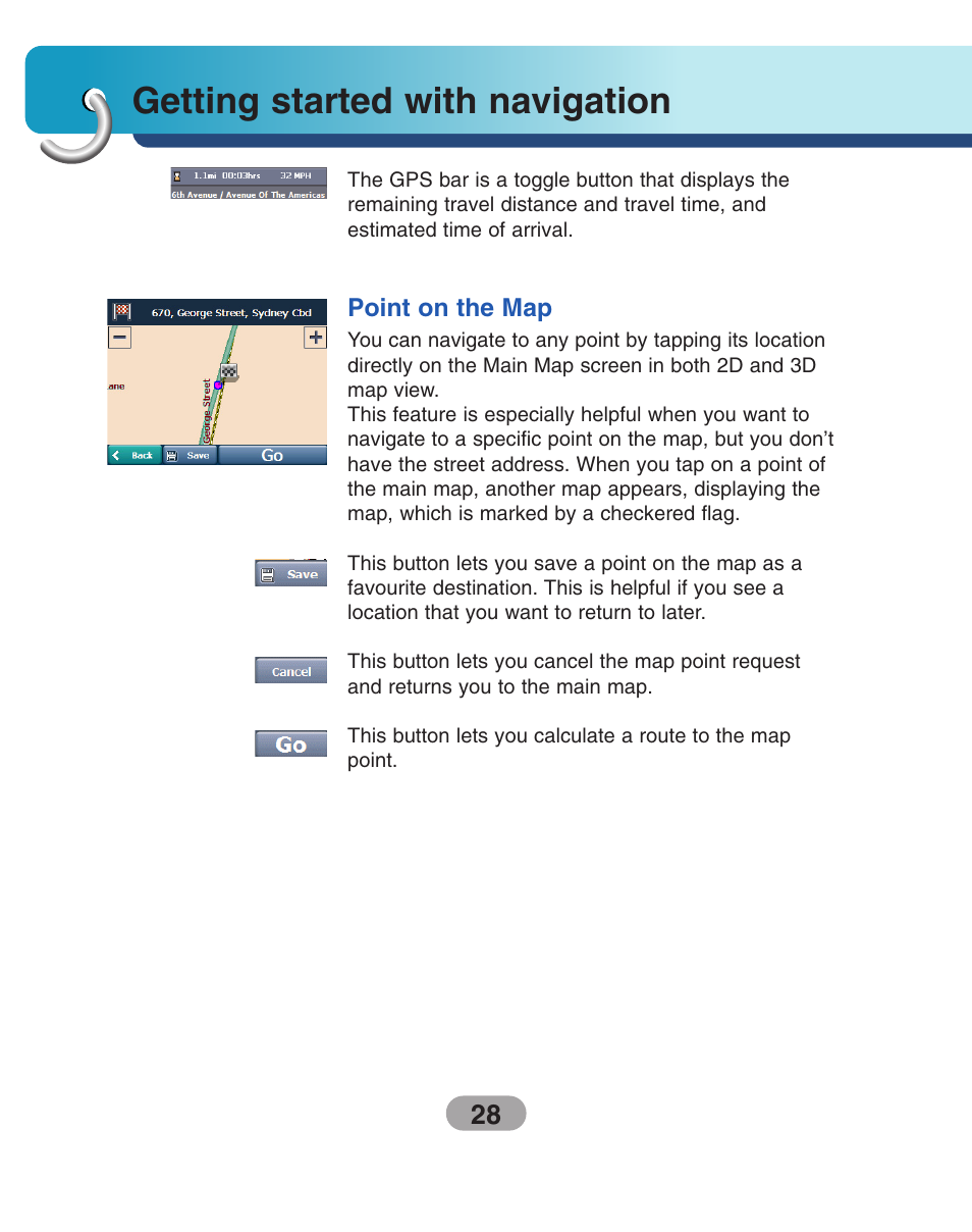 Point on the map, Getting started with navigation | LG LN500 Series User Manual | Page 28 / 72