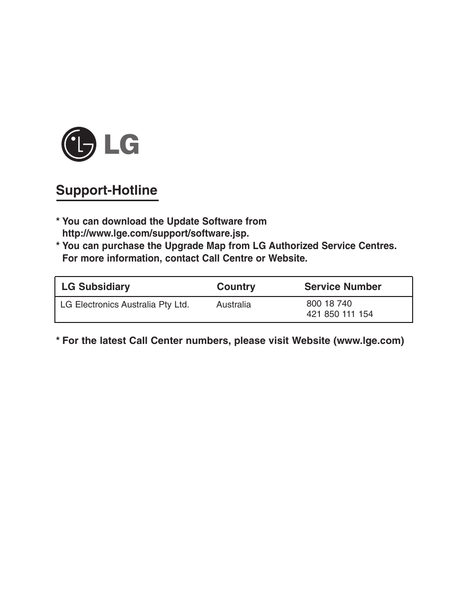 Support-hotline | LG LN500 Series User Manual | Page 72 / 72