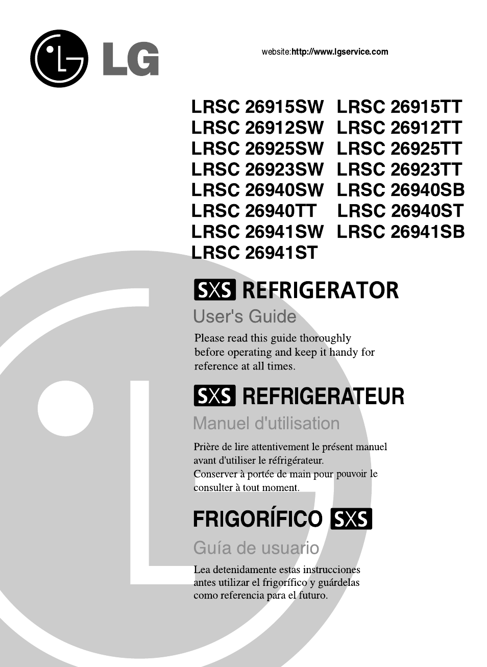 LG LSRC 26915SW User Manual | 33 pages