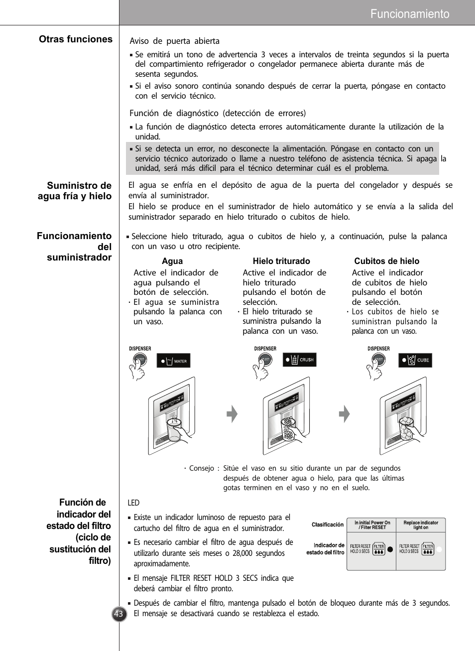 Funcionamiento | LG LSC27910** User Manual | Page 43 / 56