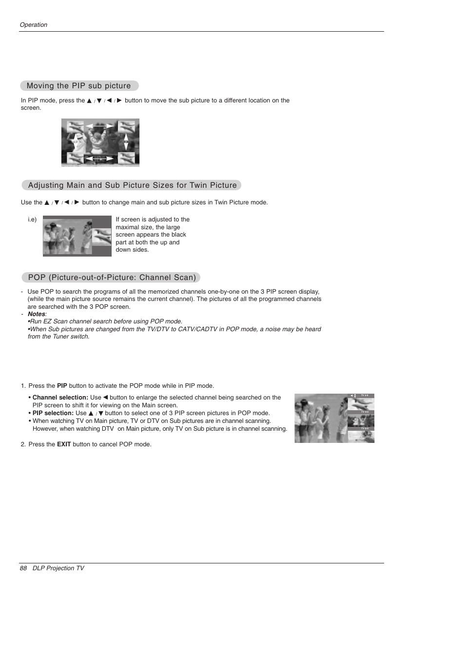 Moving the pip | LG 52SX4D User Manual | Page 88 / 104