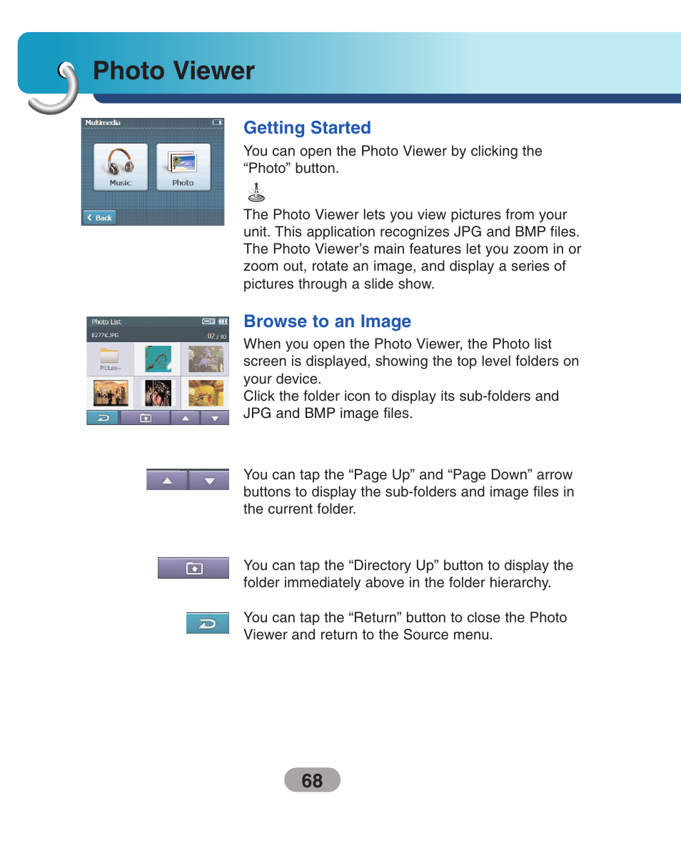 Photo viewer, Getting started, Browse to an image | LG LN730Series User Manual | Page 68 / 76