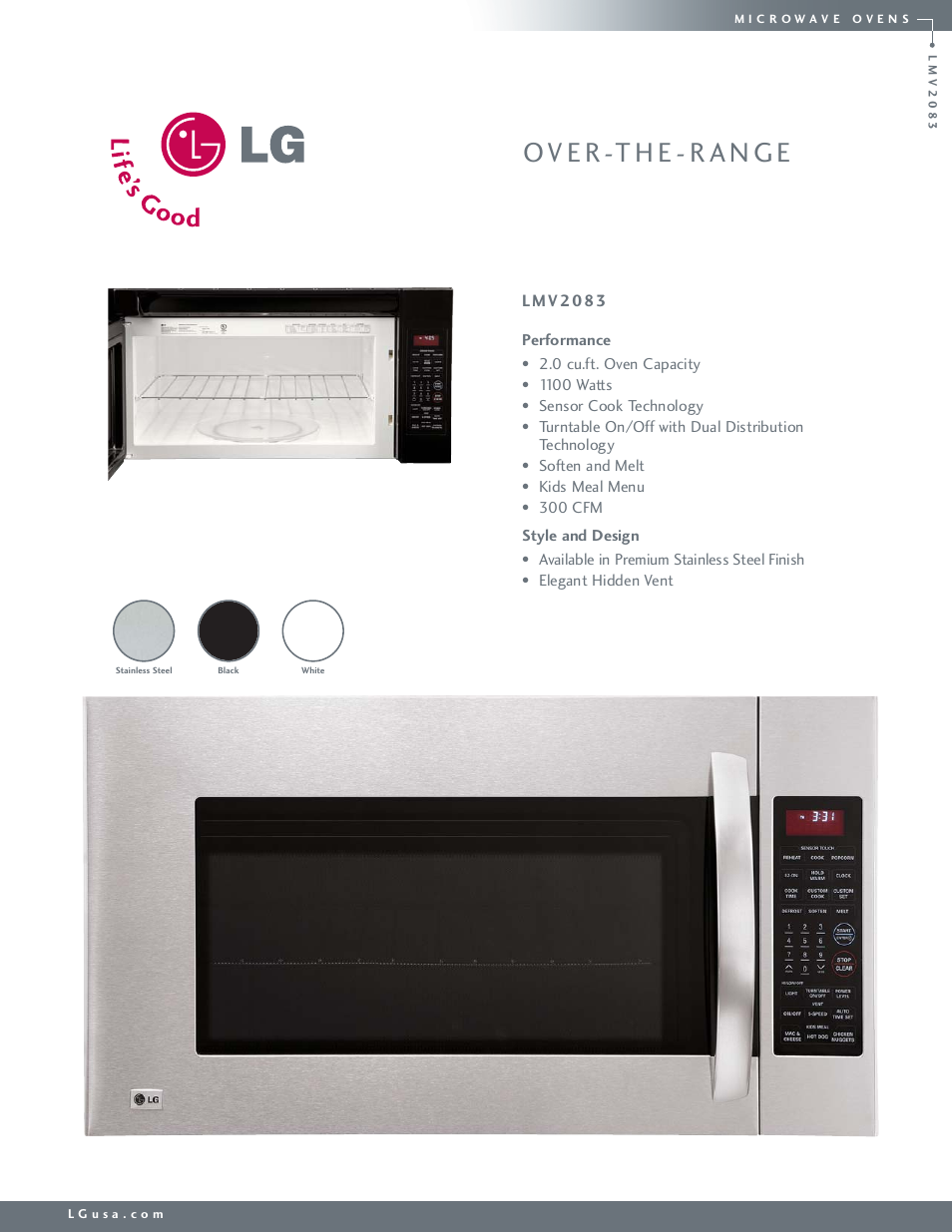 LG LMV2083 User Manual | 2 pages