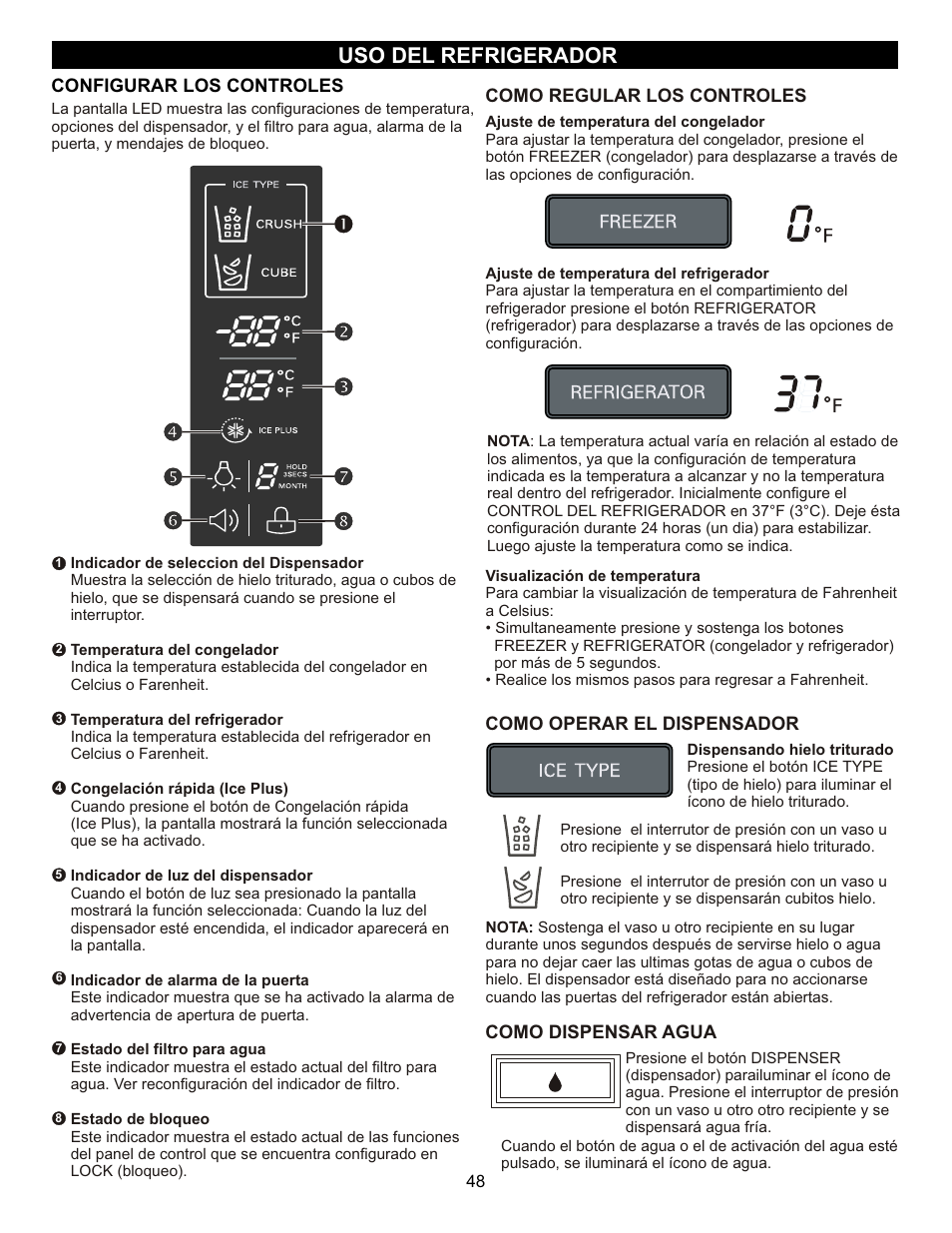 Uso del refrigerador | LG LFX23961SB User Manual | Page 48 / 68