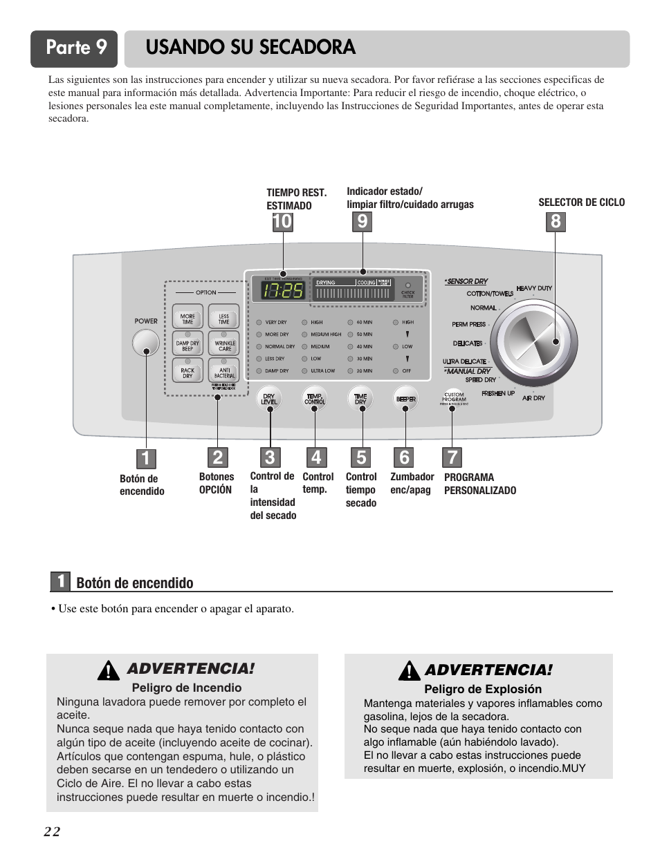 Parte 9 usando su secadora | LG D0452G User Manual | Page 53 / 62