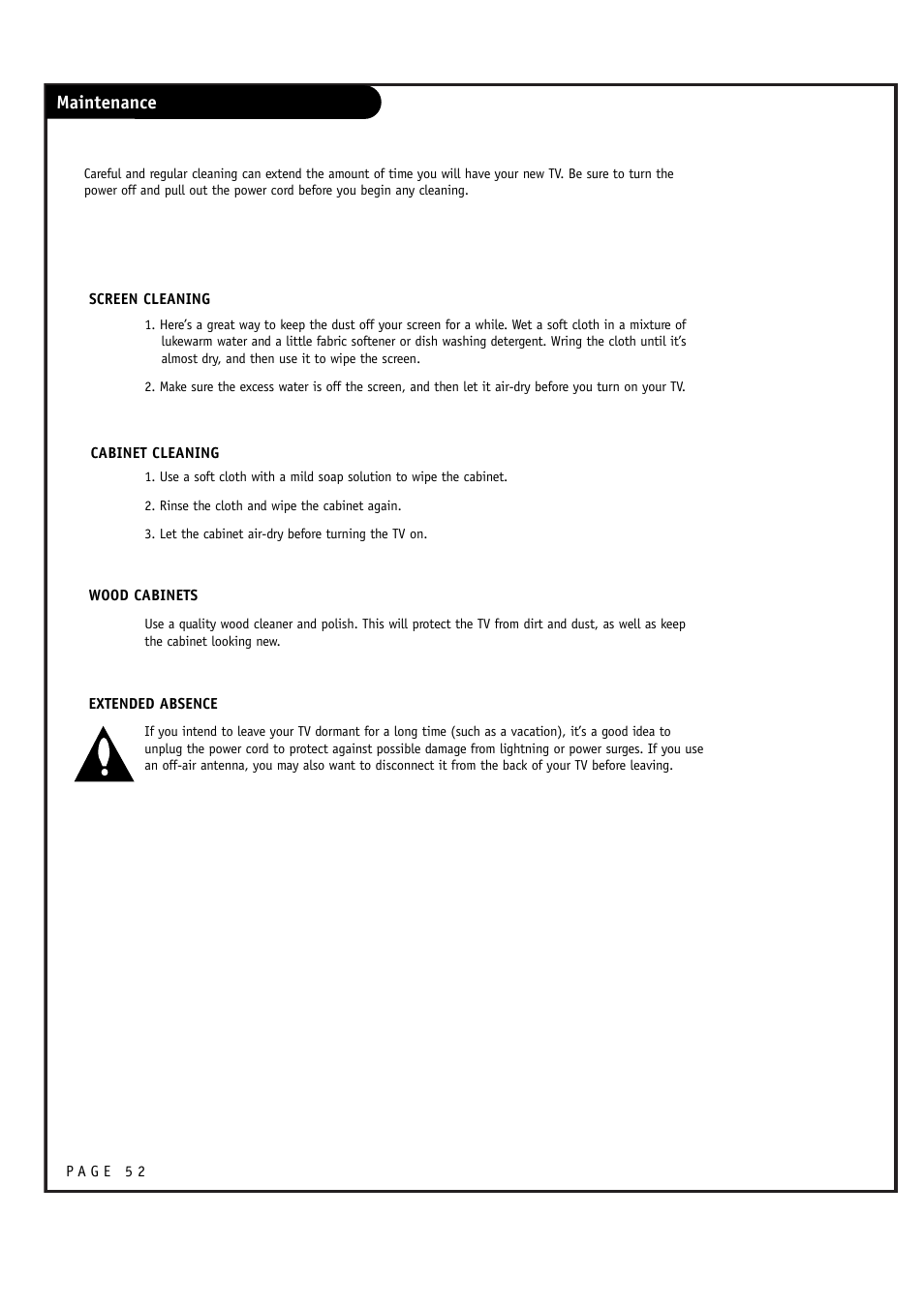 Maintenance | LG RU-44SZ51D User Manual | Page 52 / 60
