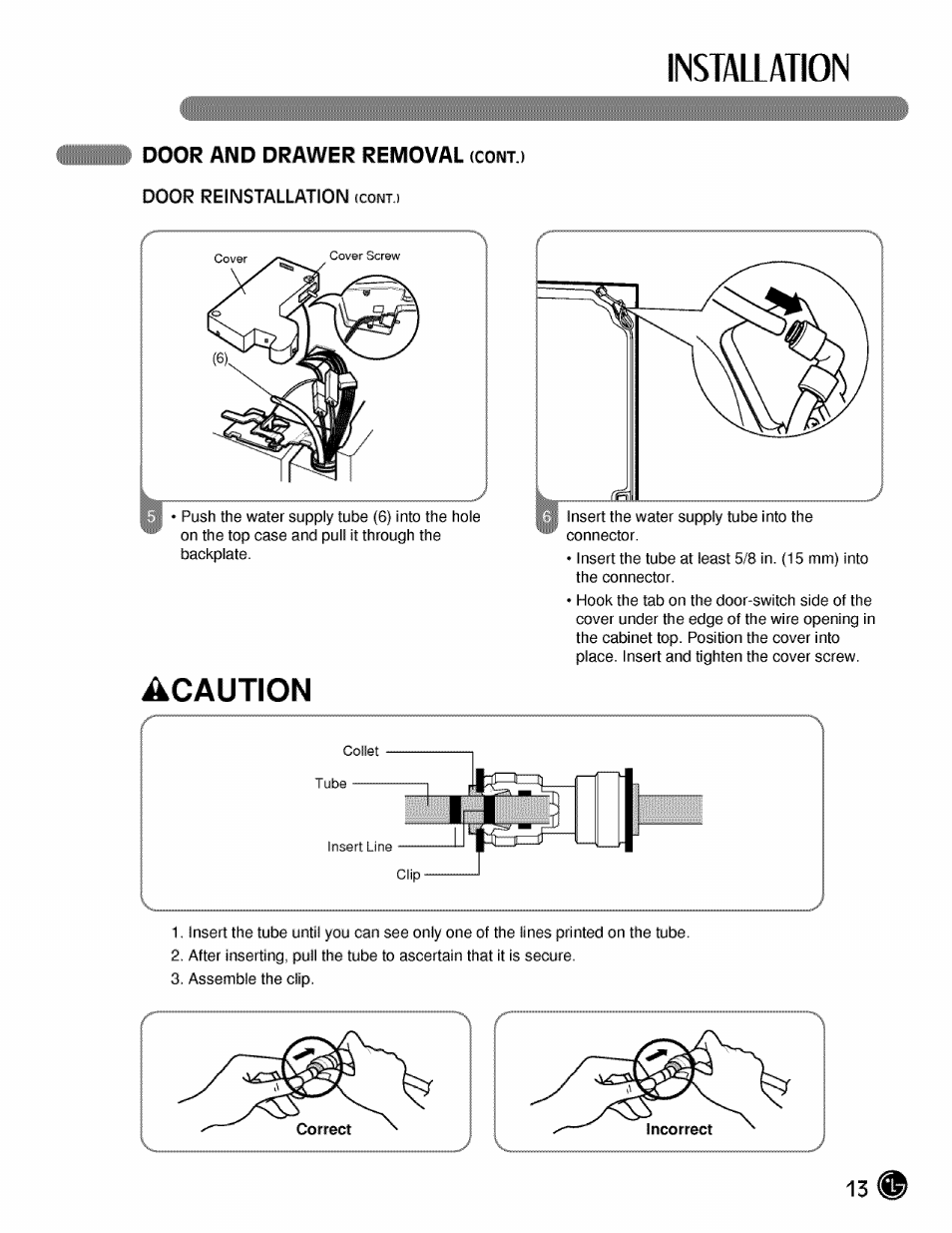 Installation, Acaution | LG LMX21984 User Manual | Page 13 / 46