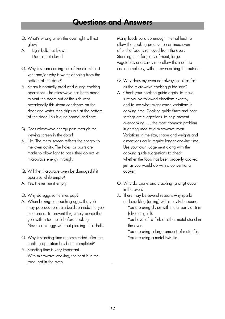 Questions and answers | LG MS-192W User Manual | Page 12 / 14