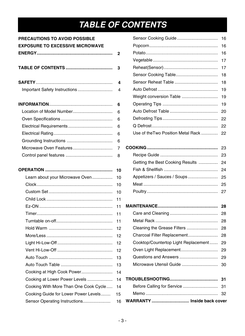 LG LMVM1935T User Manual | Page 3 / 36