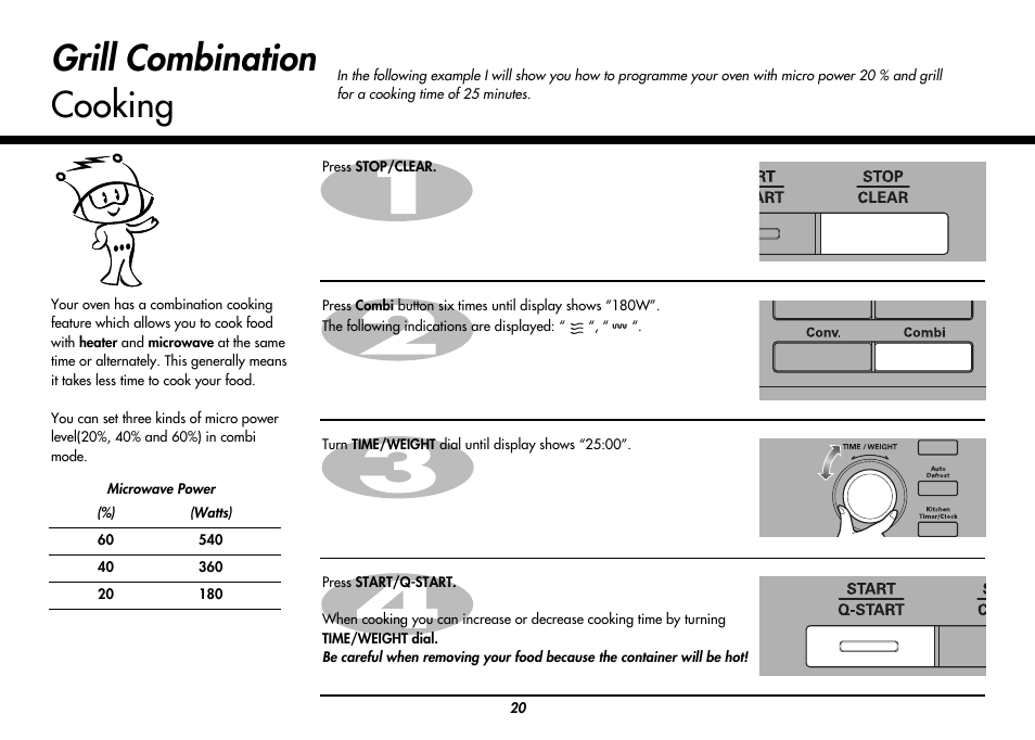 Grill combination cooking | LG MC9280XC User Manual | Page 20 / 56