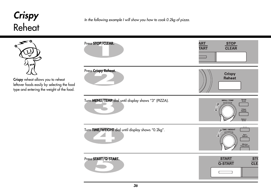 Crispy reheat | LG MC9280XC User Manual | Page 36 / 56