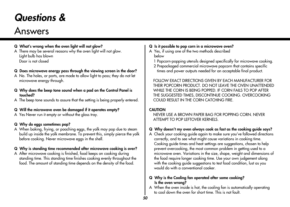 Questions & answers | LG MC9280XC User Manual | Page 50 / 56