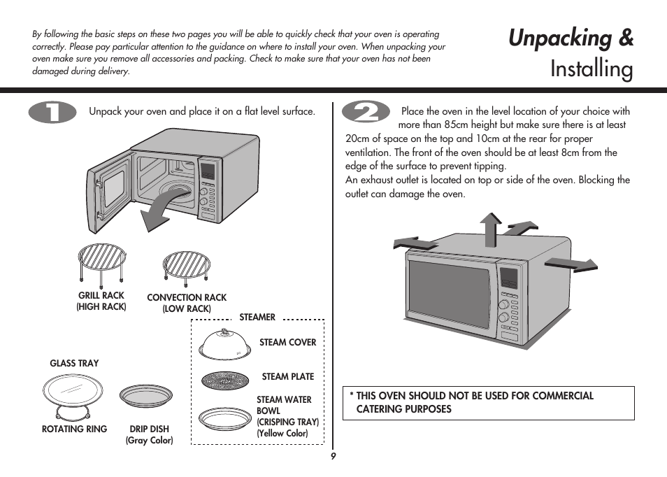 Unpacking & installing | LG MC9280XC User Manual | Page 9 / 56