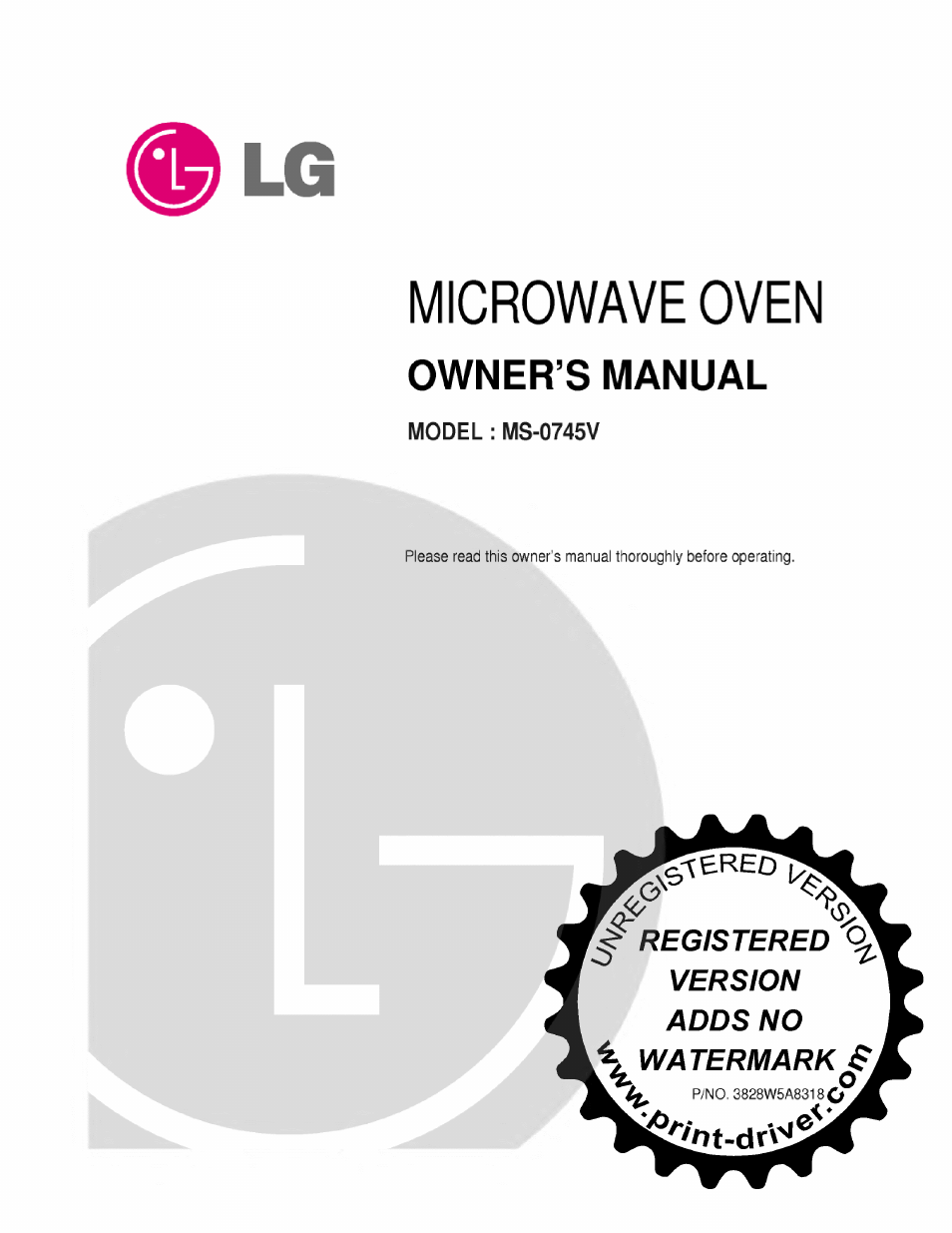 LG MS-0745V User Manual | 19 pages