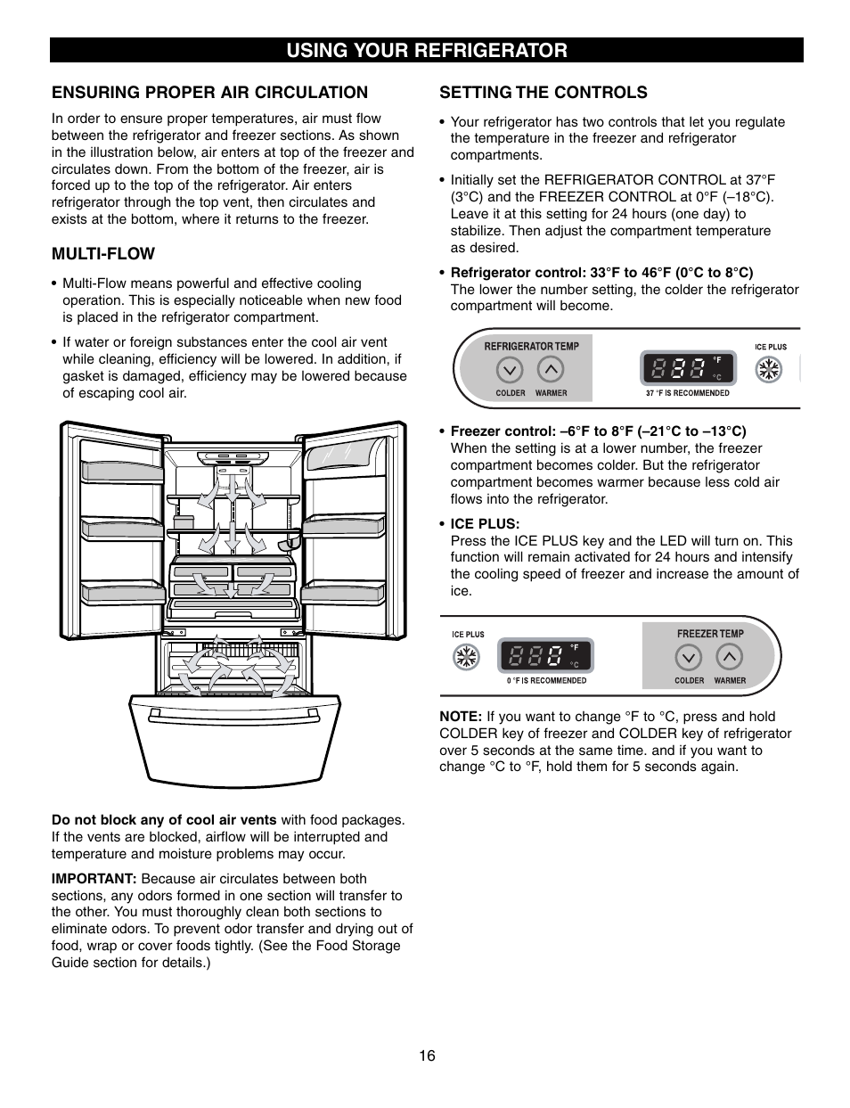 Using your refrigerator | LG LFC21760 User Manual | Page 16 / 36