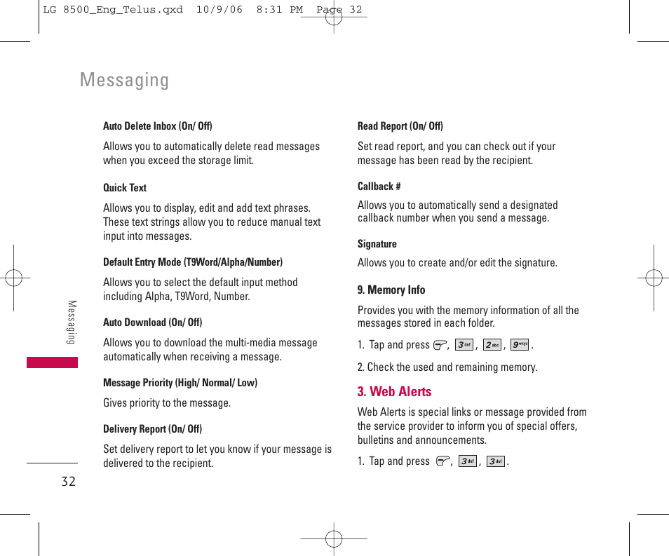 Messaging | LG 8500 User Manual | Page 33 / 81
