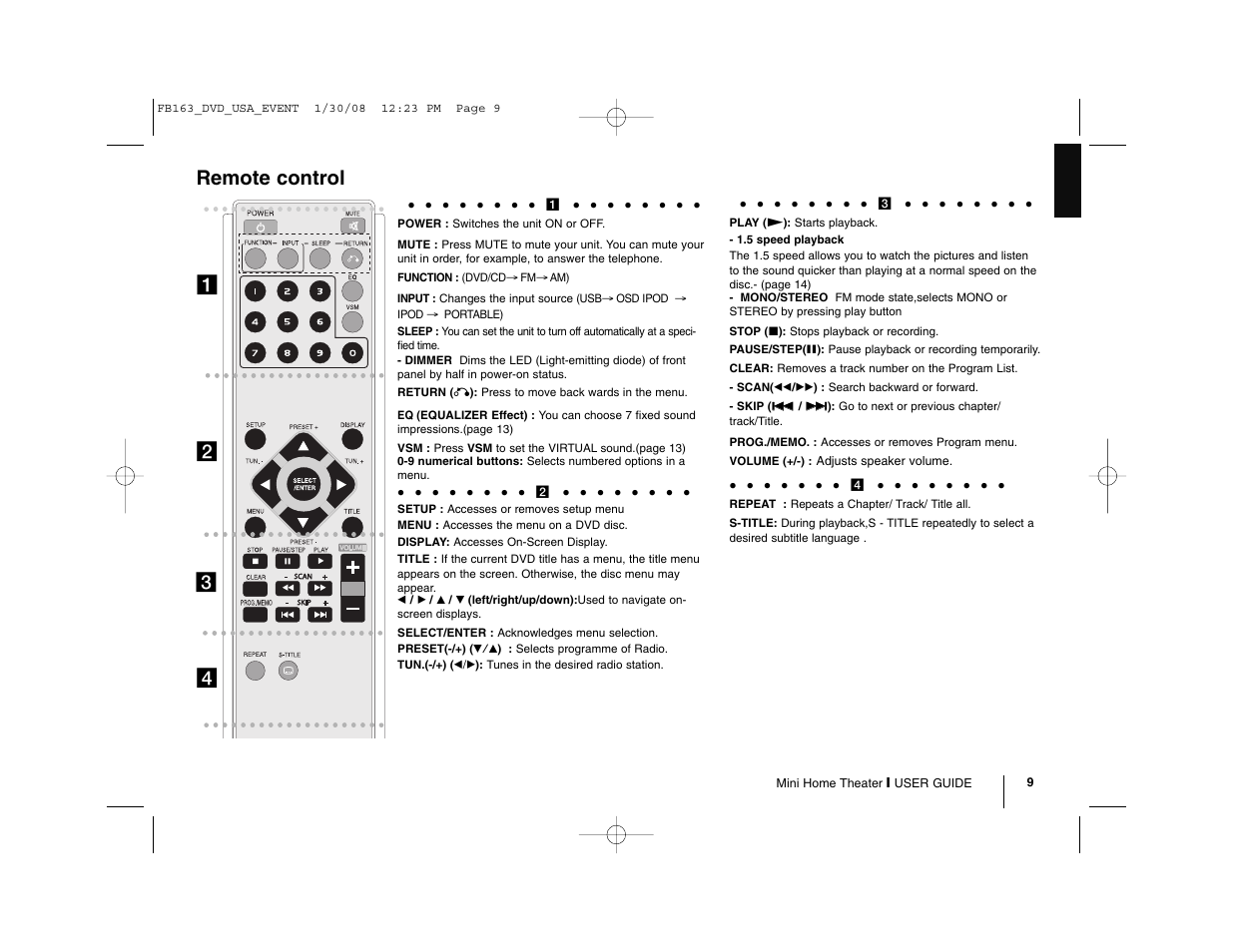 Remote control, Ab c d | LG LFD850 User Manual | Page 9 / 24