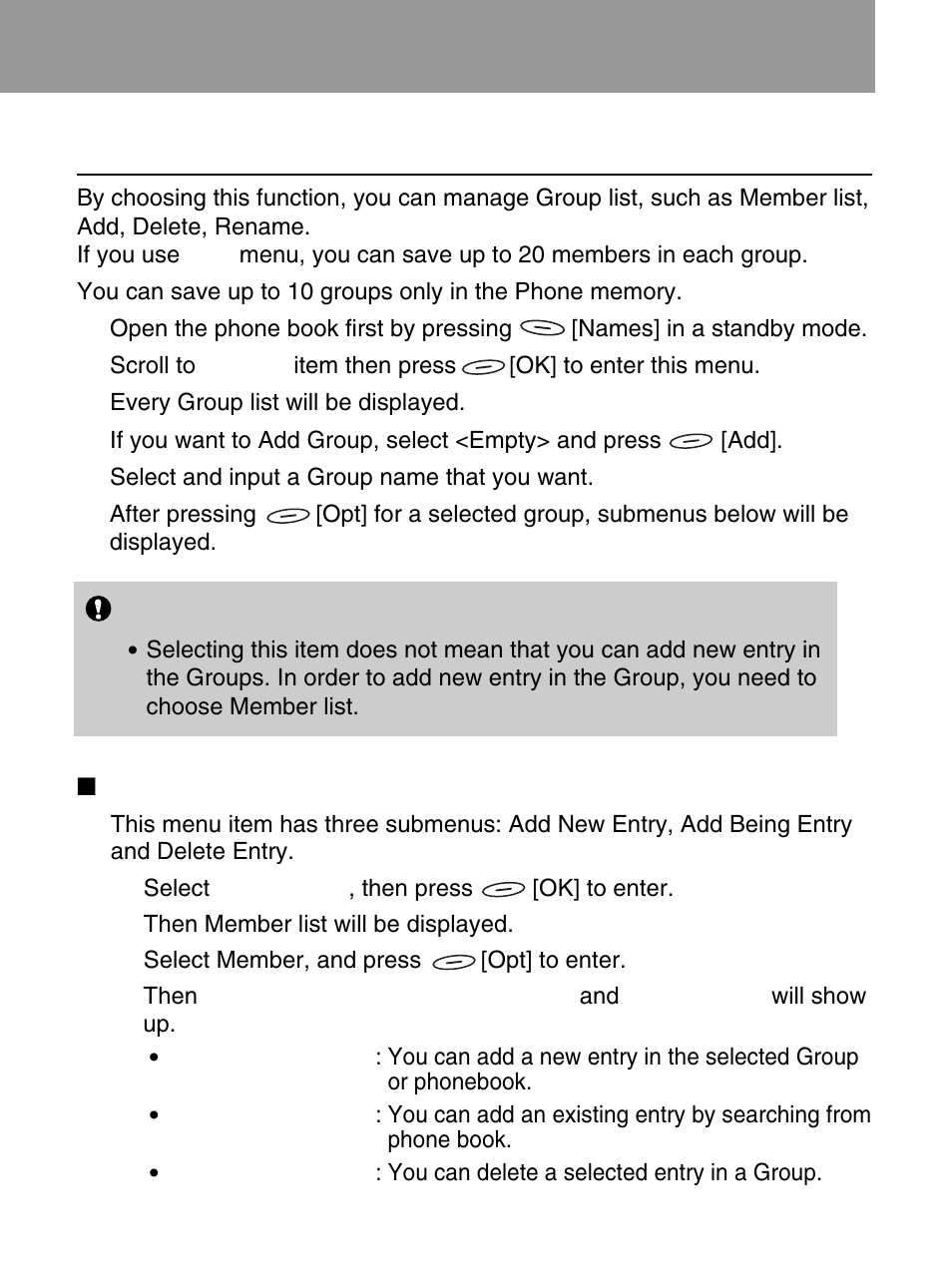 Groups [names 5 | LG 600 User Manual | Page 33 / 86