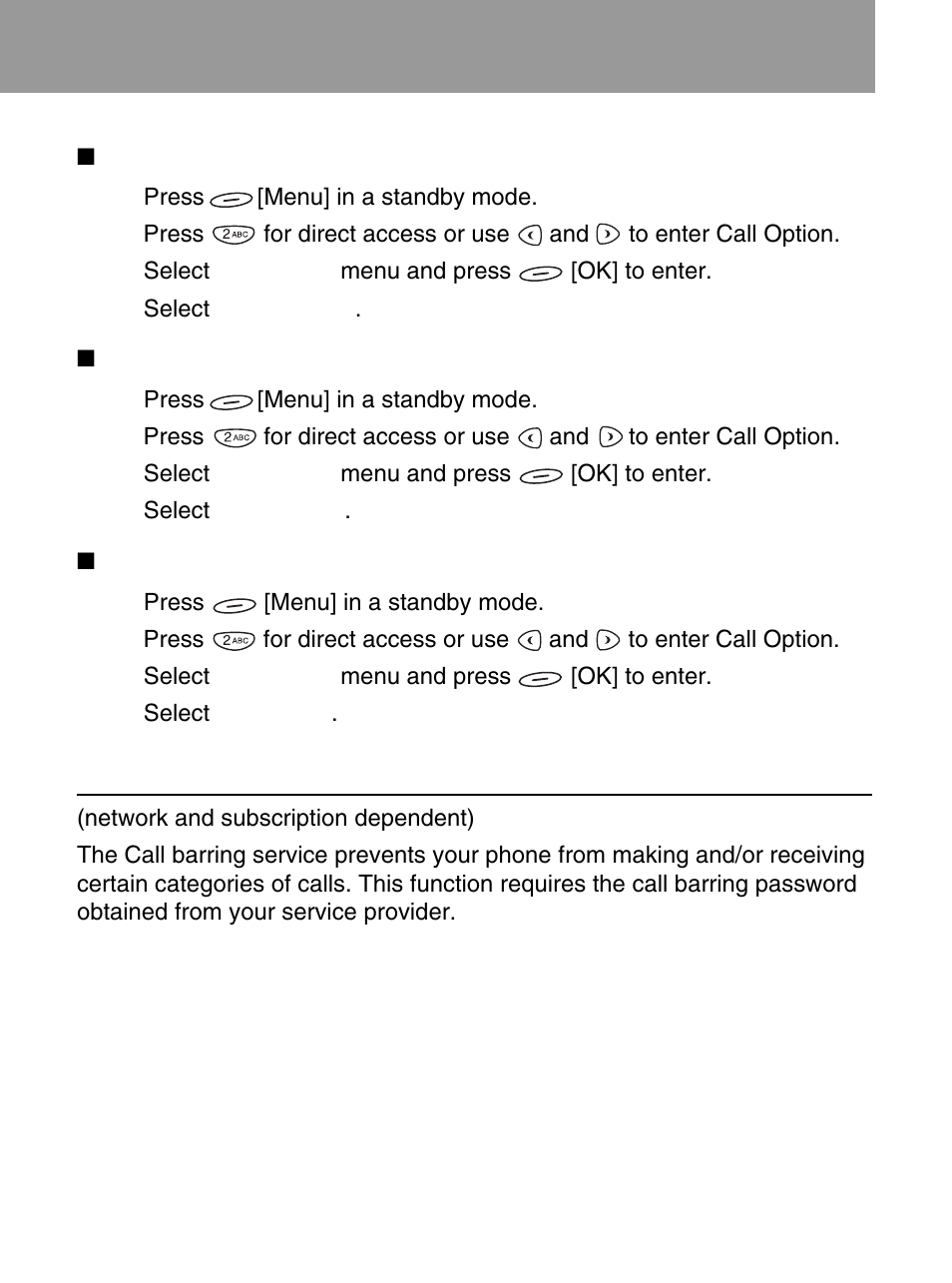 Call barring [menu 2-2 | LG 600 User Manual | Page 51 / 86