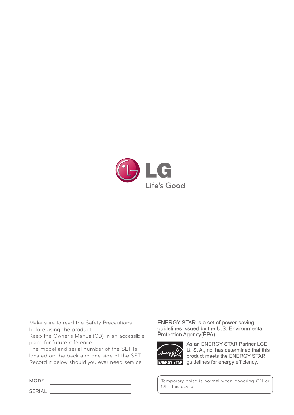 LG 47VL10 User Manual | Page 48 / 48