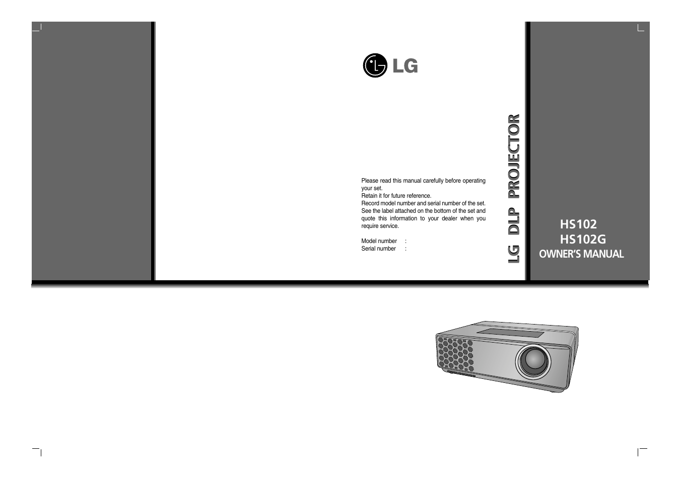Lg dlp projector, Owner’s manual | LG HS102G User Manual | Page 42 / 42
