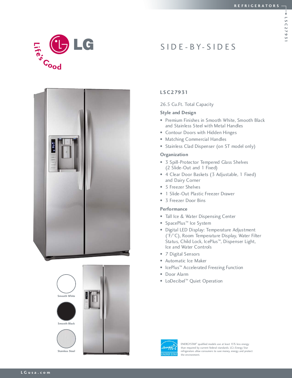 LG LSC27931SW User Manual | 2 pages