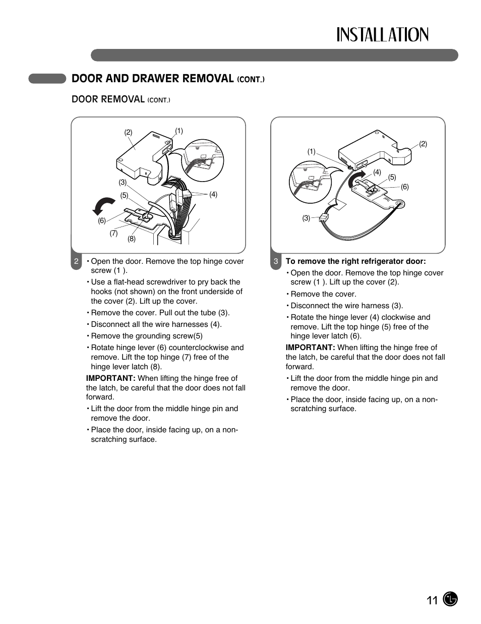 11 door and drawer removal | LG LFX21971 User Manual | Page 11 / 43