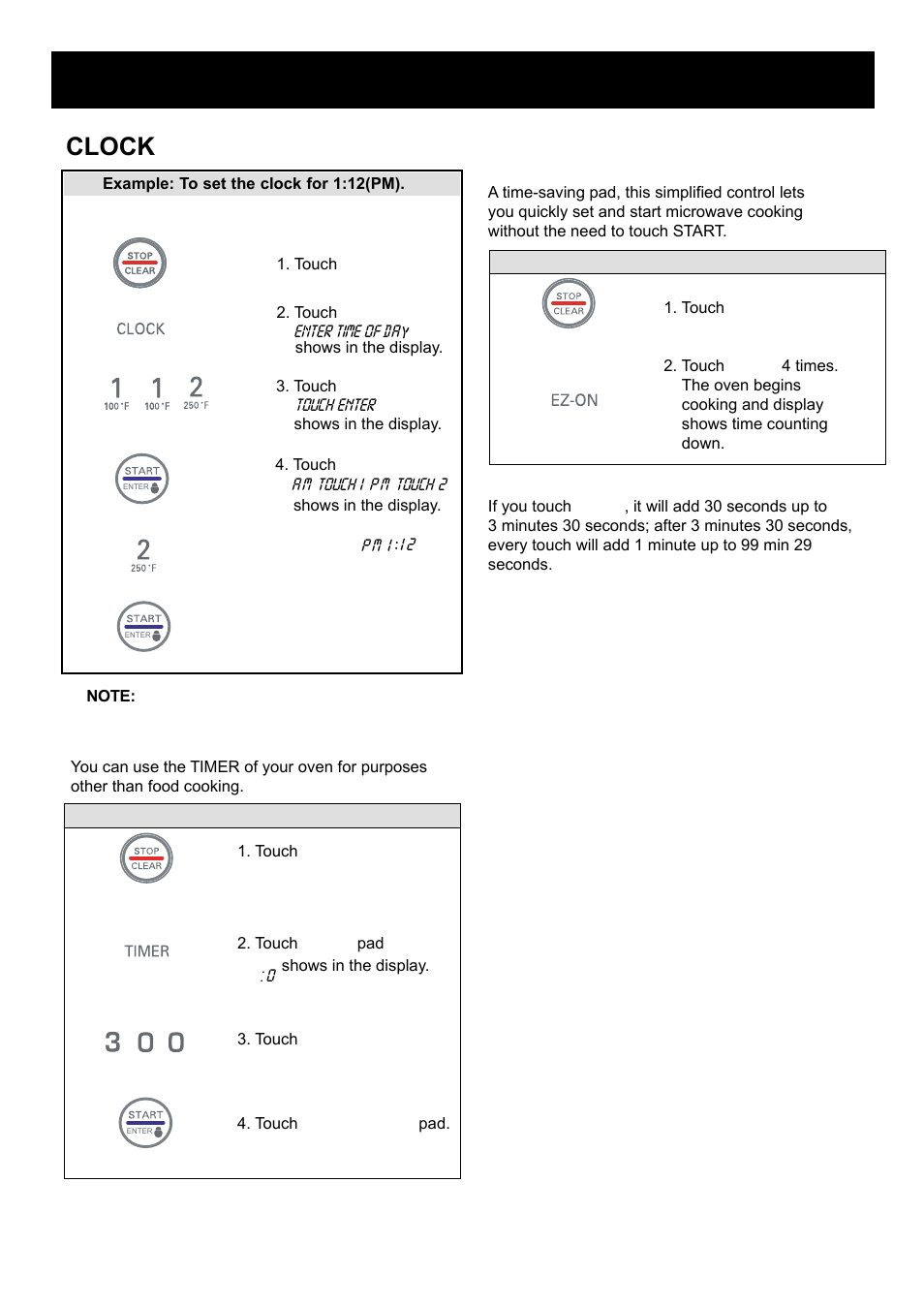 Using your microwave oven, Timer, Clock | Ez-on | LG LMB0960ST User Manual | Page 12 / 29