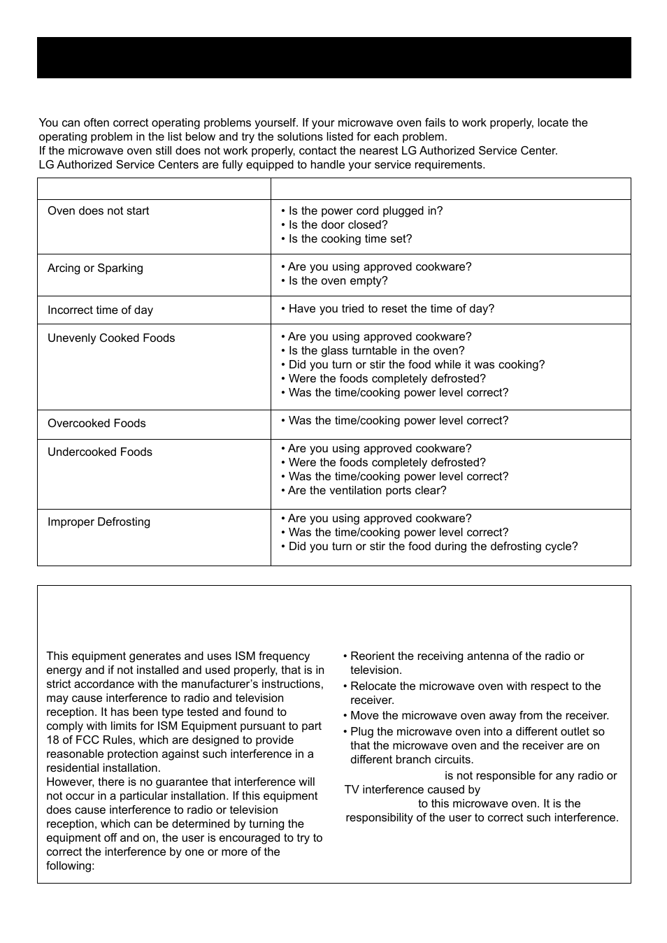 Warning, Troubleshooting, Before calling for service | LG LMB0960ST User Manual | Page 27 / 29