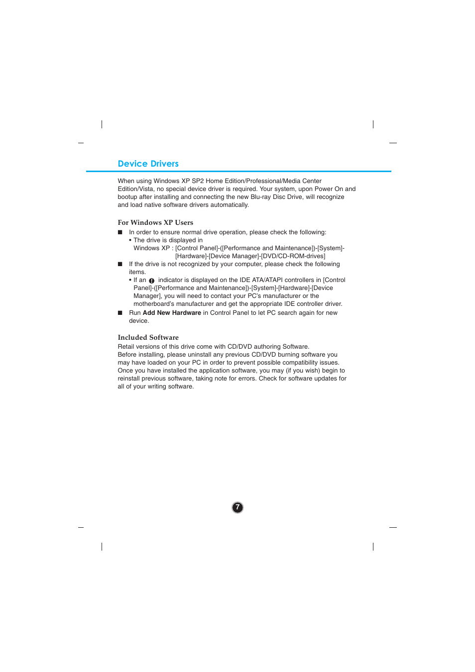Device drivers | LG BLU-RAY DISC DRIVE GBC-H20L User Manual | Page 10 / 15