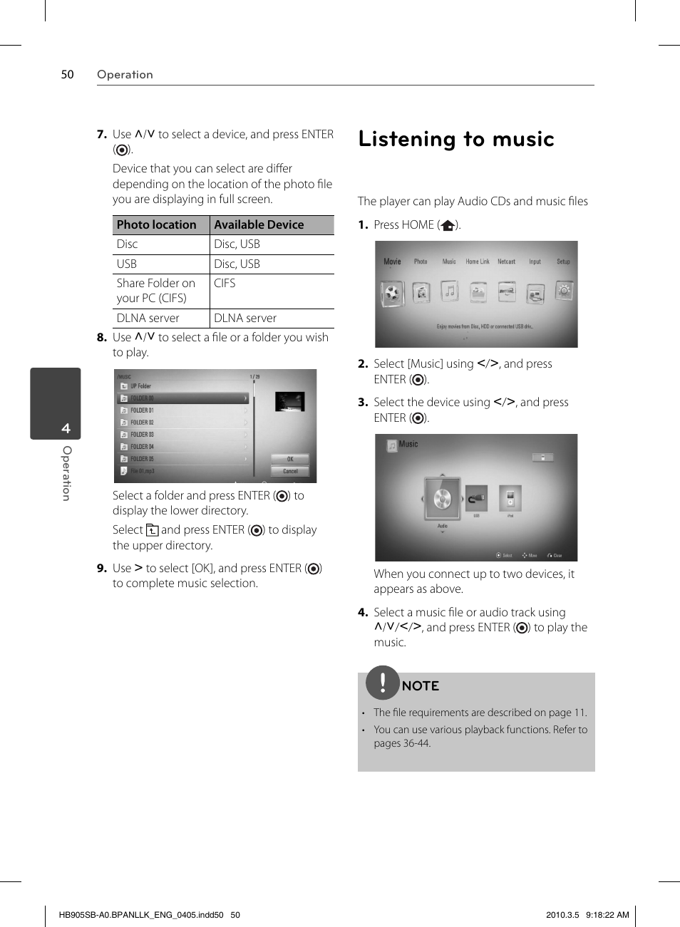 Listening to music | LG HB905SB User Manual | Page 50 / 88