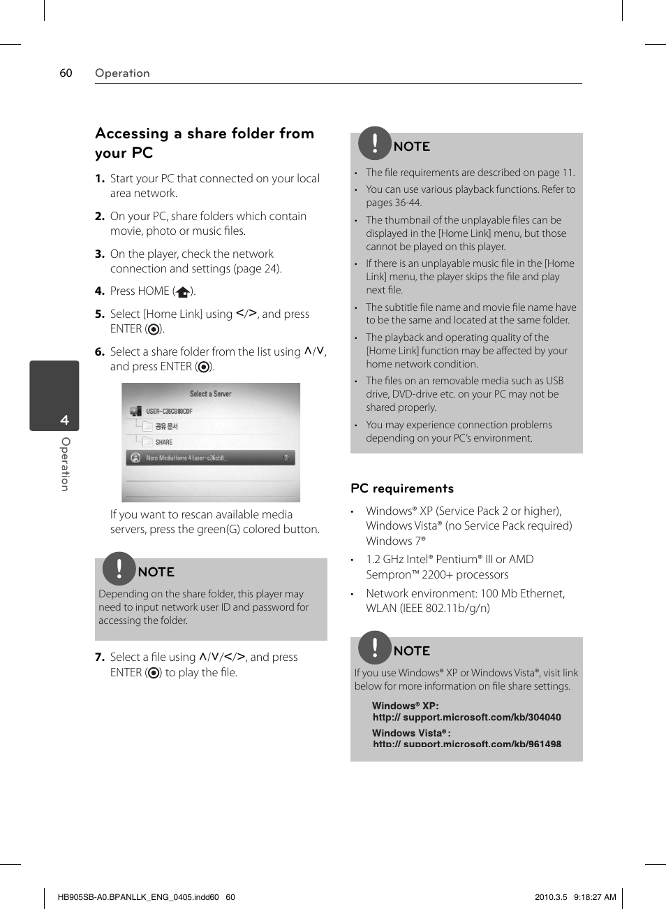 Accessing a share folder from your pc | LG HB905SB User Manual | Page 60 / 88